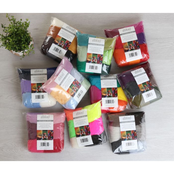 Corriedale Sliver 7 Colour Pack