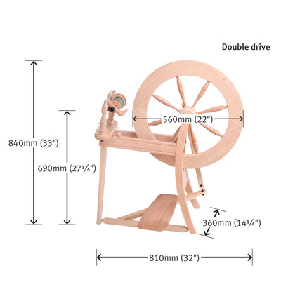 Ashford Traditional double drive spinning wheel dimensions from Aunt Jenny